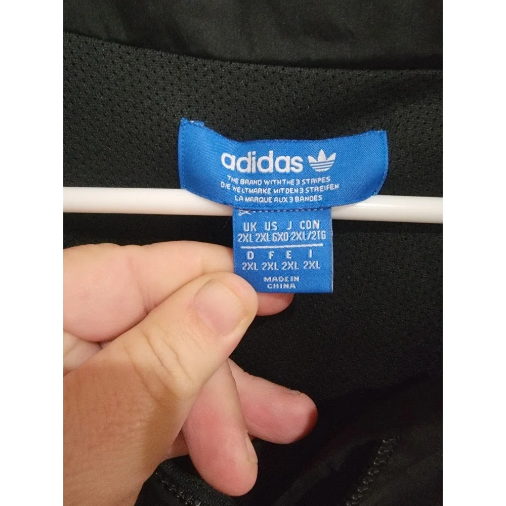 Adidas 1/4 Zip Anorak Windbreaker BQ7524‎ Black Pink Trefoil Logo Pullover 2XL